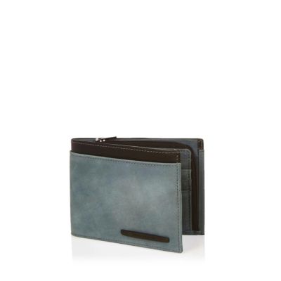 Blue leather embossed wallet